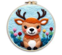 CaptainCrafts Needle Felting Kit, Wool Felt Supplies, Embroidery Hoops, Wool Painting Tools Needle Felting Starter Kit for DIY Decoration (Garden Fawn)