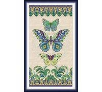 CaptainCrafts New Stamped Cross Stitch Kits Preprinted Pattern Counted Embroidery Starter Kits for Beginner Kids and Adults - Three Butterflies (Counted No Preprint Fabric 14CT)