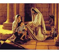 CaptainCrafts Paint by Number DIY Oil Painting Paint by Numbers Kits for Adults Beginner Canvas Acrylic Arts Craft for Home Wall Decor Drawing 16x20 Inch (Frameless, Jesus Helps Women's Children)