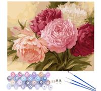CaptainCrafts Paint by Numbers, Flowers DIY Oil Painting Paint by Numbers Kits for Adults with Canvas Pigments Brush Warm Gifts Home Decor 16x20 Inch Flirtatious Colorful Flowers (with Frame)