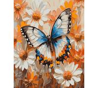 CaptainCrafts Paint by Numbers for Adults, DIY Oil Painting Paint by Number Kits Linen Canvas 16x20 Inch Wall Art House Decor Gifts (Frameless, Butterflies)