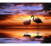 CaptainCrafts Paint by Numbers for Adults DIY Oil Painting Paint by Numbers with Canvas Acrylic Art Crafts House Decor 16x20 Inch (Frameless, Sunset Flamingo)