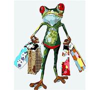 CaptainCrafts Paint by Numbers for Adults, Paint by Number DIY Oil Painting Paint by Number Kits Linen Canvas 16x20 Inch Wall Art House Decor Gifts (Frameless, Shopping Frog)