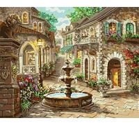 CaptainCrafts Paint by Numbers, Paint by Numbers for Adults DIY Oil Painting Linen Canvas Wall Art Home Decor 16 * 20 Inch (Country Home, Frameless)
