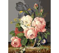 CaptainCrafts Paint by Numbers, Painting by Number Kits for Adult DIY Oil Painting 16x20 Inch House Art Deco Crafts (with Frame, Mouthwatering Flowers)