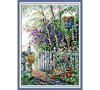 CaptainCrafts Stamped Cross Stitch Kits Printed Fabric DIY Cross Stitch Embroidery Kits Needlework Crafts (Stamped 11CT, Garden Path)