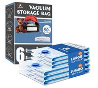 CaptainFive Vacuum Storage Bags 6 Combo (3 Jumbo + 3 Large), Space Saver Sealer Vacuum Bags for Clothes, Pillows, Duvets, Bedding, Vacuum Bags for Home Organization, Moving and Storage