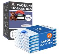 CaptainFive Vacuum Storage Bags Large 6 Packs(31.5'' x 24'), Vacuum Pack Bags for Clothes, Pillows, Comforters, Duvets, Vacuum Bags for Storage for Home Organization, Moving and Storage, Space Saver