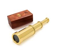 Captains 6" Brass Handheld Mini Telescope with Wooden Box Nautical Collectibles