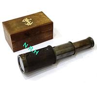 Captains 6 inch Handheld Mini Telescope with Wooden Box Nautical Collectibles