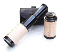 Captains Brass Maritime Vintage Telescope, Nautical Spyglass Antique Mounted Solid Brass 6" Inch Pirate Telescope with Leather Box.