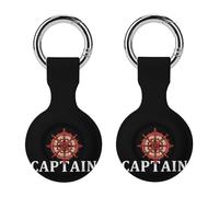 Captain's Rudder Keychain Holder Case Compatible with AirTag Waterproof Silicone Shell Protective Case 2PCS