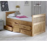 Captains Waxed Pine Wooden Storage Bed Frame - 3Ft Single