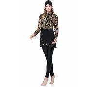 CaptainSwim New Muslim Women Modest Swimsuit Full Coverage Floral Print Three Piece Islamic Hijab Ladies Beachwear Swimming Burkini Swimwear (UK, Alpha, 3XL, Regular, Regular, Standard, Brown)