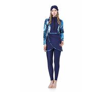 CaptainSwim New Muslim Women Modest Swimsuit Full Coverage Floral Print Three Piece Islamic Hijab Ladies Beachwear Swimming Burkini Swimwear (UK, Alpha, 4XL, Regular, Regular, Standard, Bue)