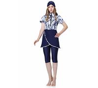 CaptainSwim New Women Muslim Swimsuit Modest Short Sleeve Three Piece Islamic Hijab Ladies Beachwear Swimming Burkini Swimwear (UK, Alpha, L, Regular, Regular, Slim Girls, White)