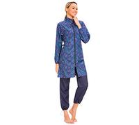CaptainSwim Women Modest Muslim Swimsuit Full Coverage Swimwear Islamic Hijab Ladies Beachwear Swimming Burkini Swim Suit (Dark Blue, 3XL)