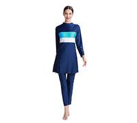 CaptainSwim Women's Muslim Swimwear 3 Pieces Long Sleeve Full Cover Hijab Modest Swimsuit Bikini Islamic Beach Suit (UK, Alpha, XL, Regular, Regular, Slim Girls, Blue)