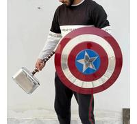 Captan America Shield with Mjolnir Thor Hammer Solid Metal Cosplay Prop Gift