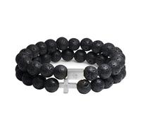 Captena Cabin Double Row Bracelet Stone DU20011 - Man Black/Silver 21 cm