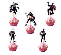 Captin Amrica Cupcake Topper - Bold Party Decoration - Stylish Celebration Accessory - Reusable & Durable - Dynamic Graphics for Festive Events