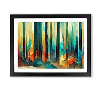 Captivating Abstract Forest Framed Wall Art Print A2 Black