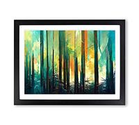 Captivating Abstract Forest Framed Wall Art Print A2 Black