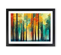 Captivating Abstract Forest Framed Wall Art Print A2 Black