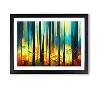 Captivating Abstract Forest Framed Wall Art Print A2 Black