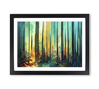 Captivating Abstract Forest Framed Wall Art Print A2 Black