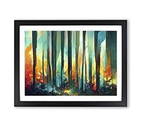 Captivating Abstract Forest Framed Wall Art Print A2 Black