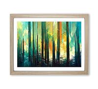 Captivating Abstract Forest Framed Wall Art Print A2 Oak