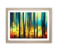 Captivating Abstract Forest Framed Wall Art Print A2 Oak