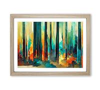 Captivating Abstract Forest Framed Wall Art Print A2 Oak