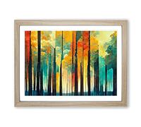 Captivating Abstract Forest Framed Wall Art Print A2 Oak | Ready to Hang, Premium Gi Paper, Fade-Resistant Inks, Securely Packaged, UK Made