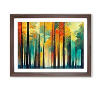 Captivating Abstract Forest Framed Wall Art Print A2 Walnut