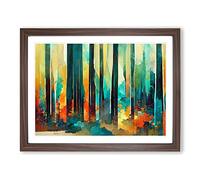 Captivating Abstract Forest Framed Wall Art Print A2 Walnut