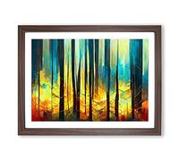 Captivating Abstract Forest Framed Wall Art Print A2 Walnut