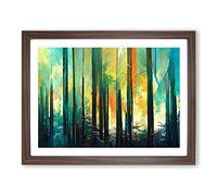 Captivating Abstract Forest Framed Wall Art Print A2 Walnut | Ready to Hang, Premium Gi Paper, Fade-Resistant Inks, Securely Packaged, UK Made