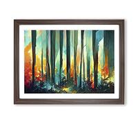 Captivating Abstract Forest Framed Wall Art Print A2 Walnut | Ready to Hang, Premium Gi Paper, Fade-Resistant Inks, Securely Packaged, UK Made