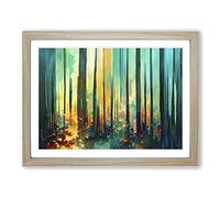 Captivating Abstract Forest Vol.4 H1022 Framed Print for Living Room Bedroom Home Office Décor, Wall Art Picture Ready to Hang, Oak A2 Frame (64 x 46 cm)
