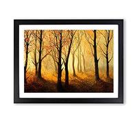 Captivating Autumn Forest Framed Wall Art Print A2 Black
