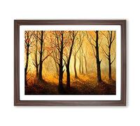 Captivating Autumn Forest Framed Wall Art Print A2 Walnut