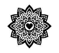 Captivating Floral Mandala Silhouettes Vinyl Wall Stickers 42x42.2cm Tattoo Culture Black