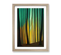 Captivating Forest Abstract Framed Print for Living Room Bedroom Home Office Décor, Wall Art Picture Ready to Hang, Oak A3 Frame (34 x 46 cm)