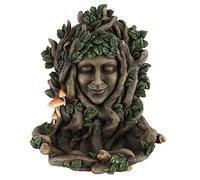 Captivating Leafy Green Goddess Resin Hanging Plaque - 28.5cm x 22.5cm (1 Pc.) - With Enchanting Toadstools Detail - Perfect For Indoor & Outdoor Decor