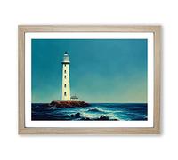 Captivating Lighthouse Framed Print | A4 Oak Framed Wall Art | Ready to Hang | Modern Cityscape Picture | Living Room Bedroom Lounge Office
