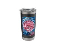 Captivating Stained Glass Design Pink Tree in Swirling Blue Stainless Steel Insulated Tumbler
