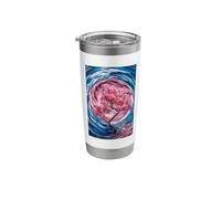 Captivating Stained Glass Design Pink Tree in Swirling Blue Stainless Steel Insulated Tumbler