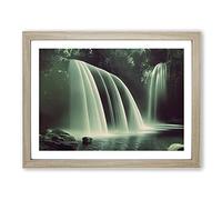 Captivating Waterfall Framed Wall Art Print A2 Oak